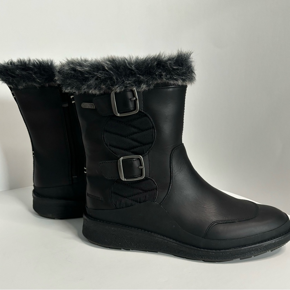 Merrell Women's Black Insulated Faux Fur-Lined Boots size 7